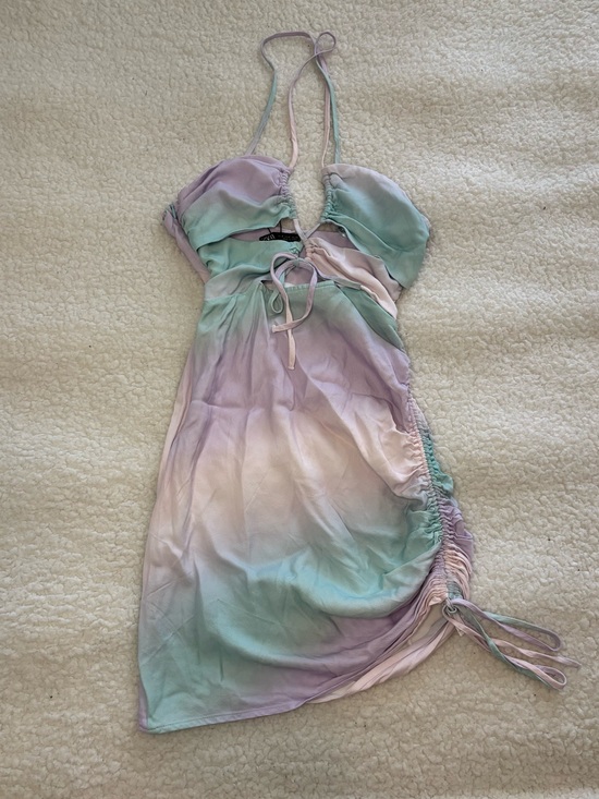 Zara Dresses & Skirts - Zara Women Pastels Tie Dye Cut Out Ruched Mini Dress